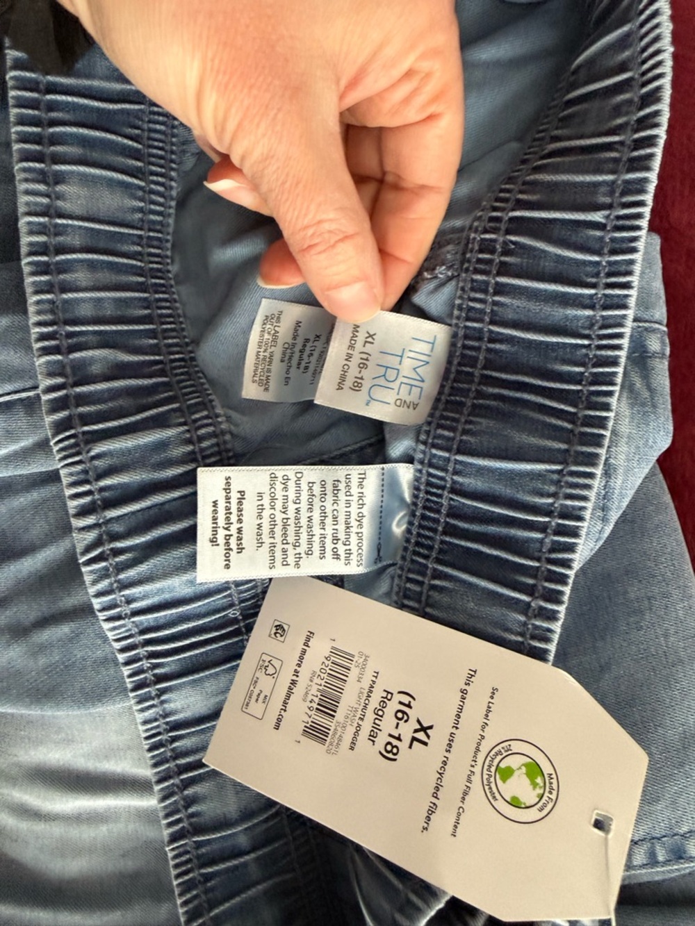 🔴 Spring Red Dot Flash Sale - Time and Tru Washed Blue Denim Jogger Pants XL - Picture 2 of 2